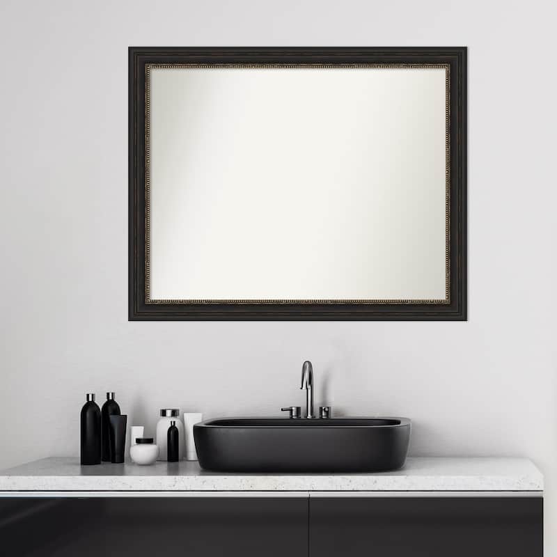 Non-Beveled Bathroom Wall Mirror - Accent Bronze Narrow Frame