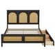 preview thumbnail 12 of 11, Rattan Design Full Wingback Bed Wood Storage Platform Bed with Headboard, 2 Drawers and Footboard, No Box Spring Required, Black