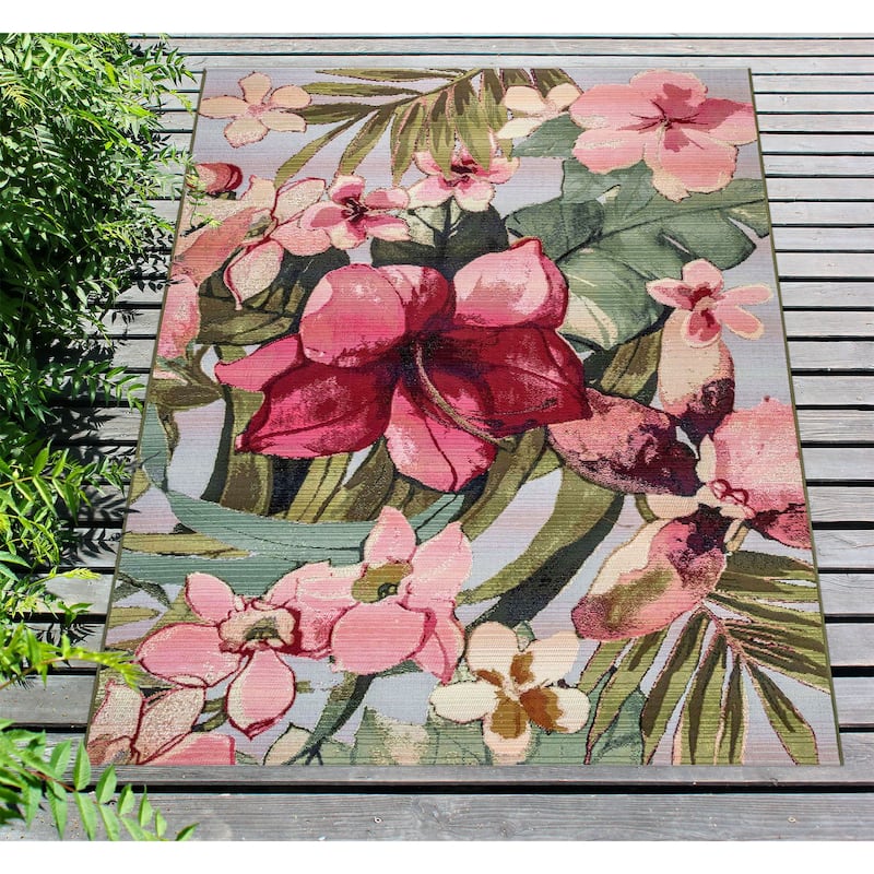 Liora Manne Marina Tropical Floral Indoor/Outdoor Rug - 4'10" x 7'6" - Multi