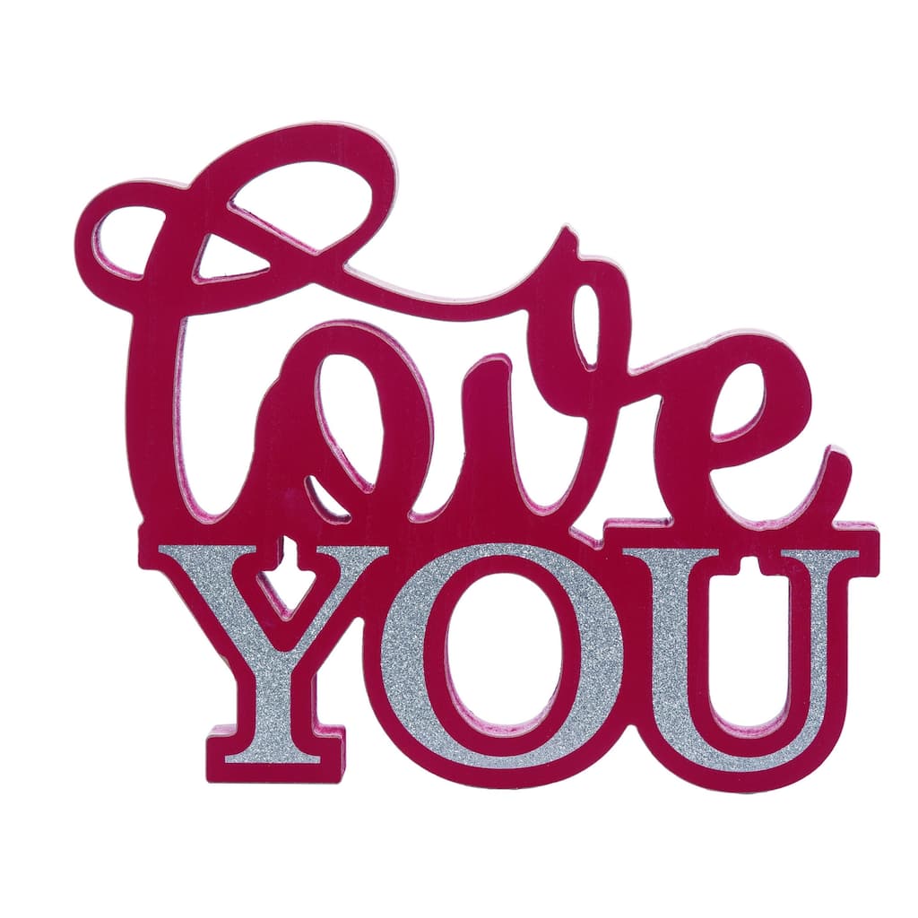 Transpac Wood 11.93 in. Valentines Love You Word Sitter