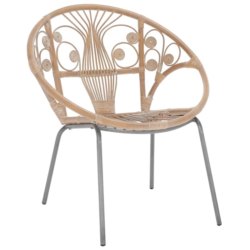 SAFAVIEH Guzide Rattan Grey White Wash Accent Chair - 29.5" x 26.2" x 31.1" - 30Wx26Dx31H