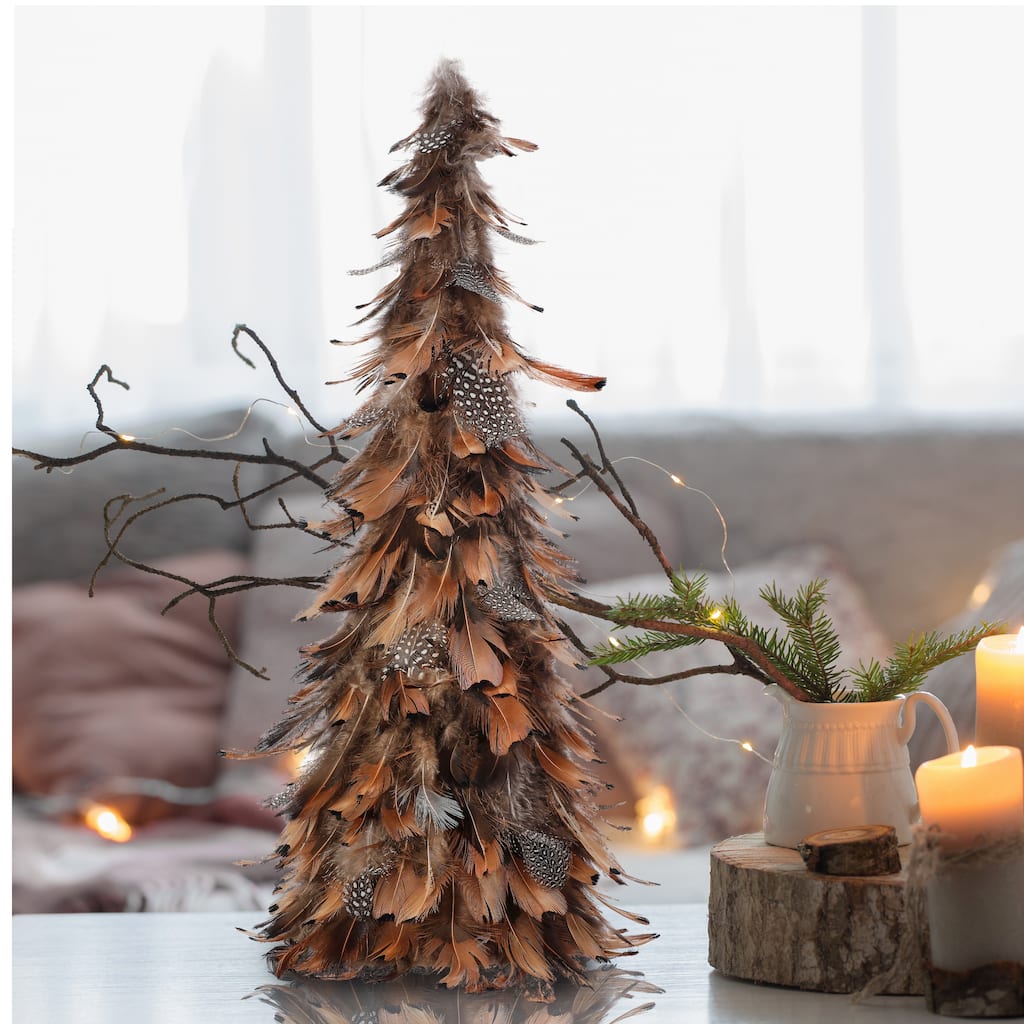 16.5" Natural Feather Tree Set of 2