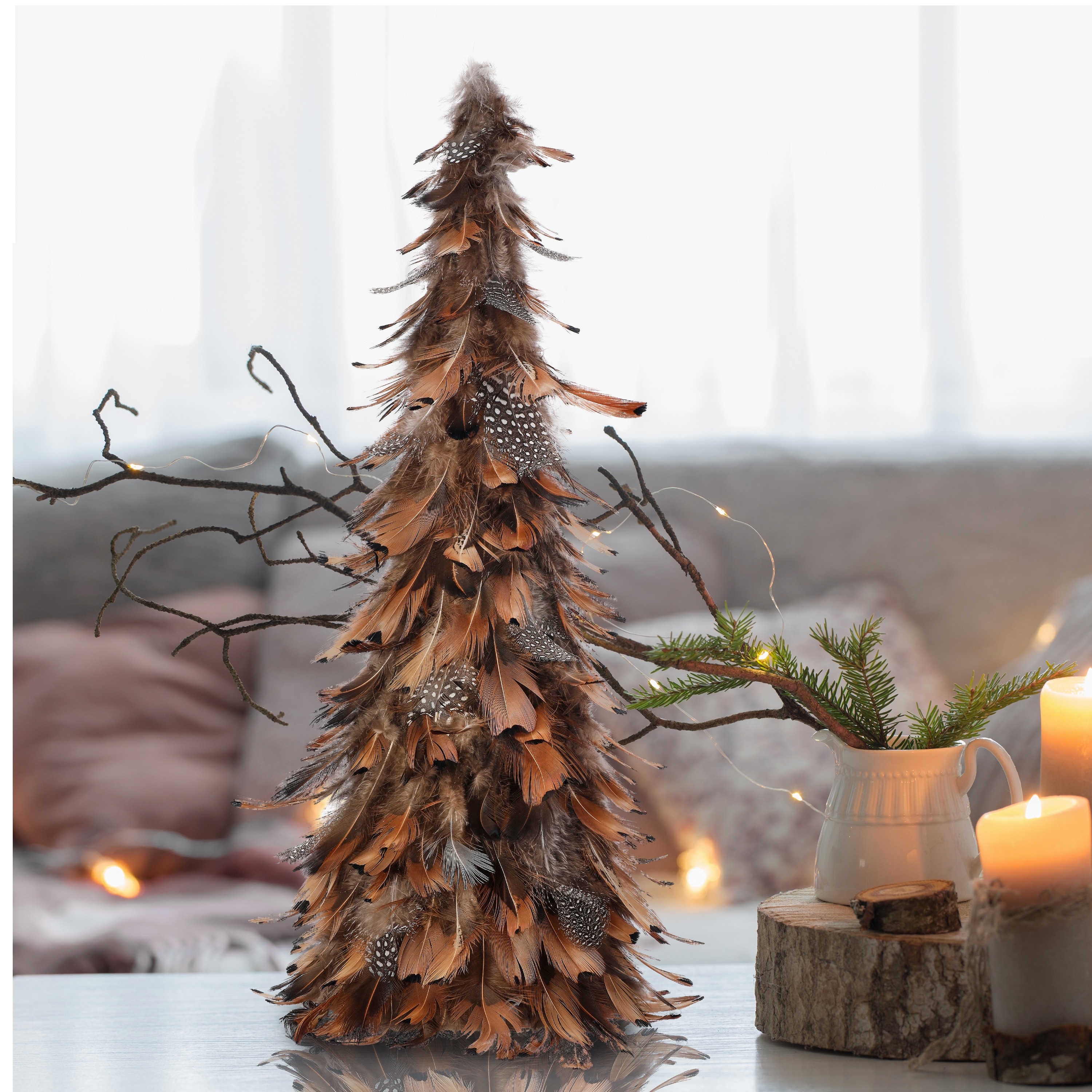 16.5" Natural Feather Tree Set of 2