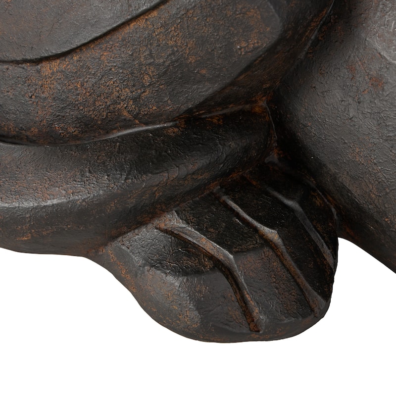 Black Resin Sitting Dog Decorative Sculpture with Copper Shadings - 14"W x 31"L x 14"H