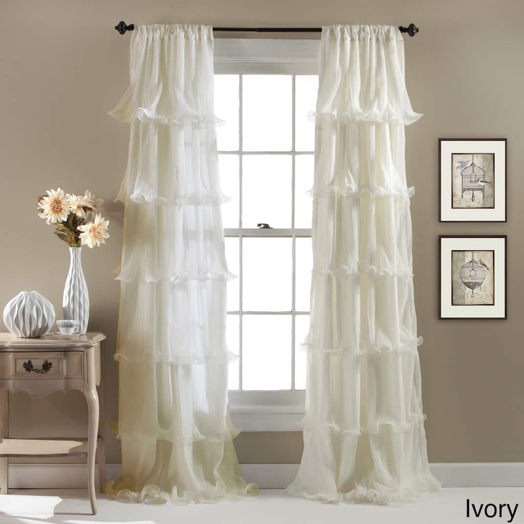 Lush Decor Nerina Ruffled Single Curtain Panel - 54"w x 84"l - 54"w x 84"l