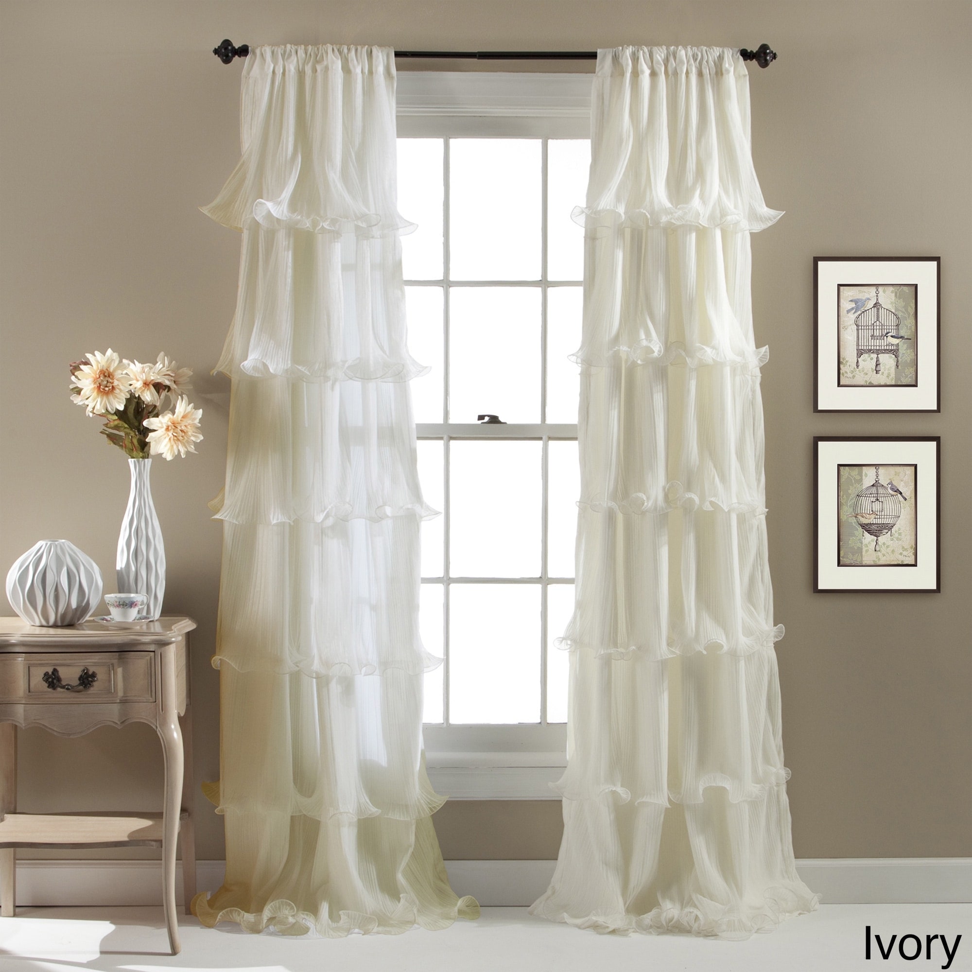 Lush Decor Nerina Ruffled Single Curtain Panel - 54"w x 84"l - 54"w x 84"l