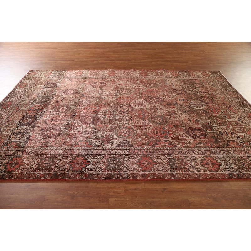Garden Design Bakhtiari Persian Vintage Rug Hand-Knotted Wool Carpet - 6'9"x 9'11"