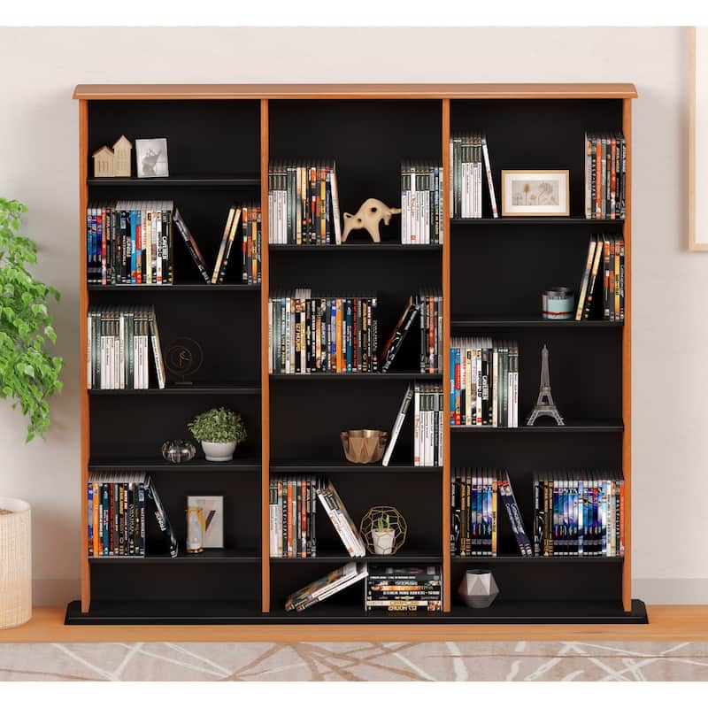Prepac Media Storage Display Cabinet 8.75" D x 56" W x 51" H - 56" W x 51" H x 8.75" D