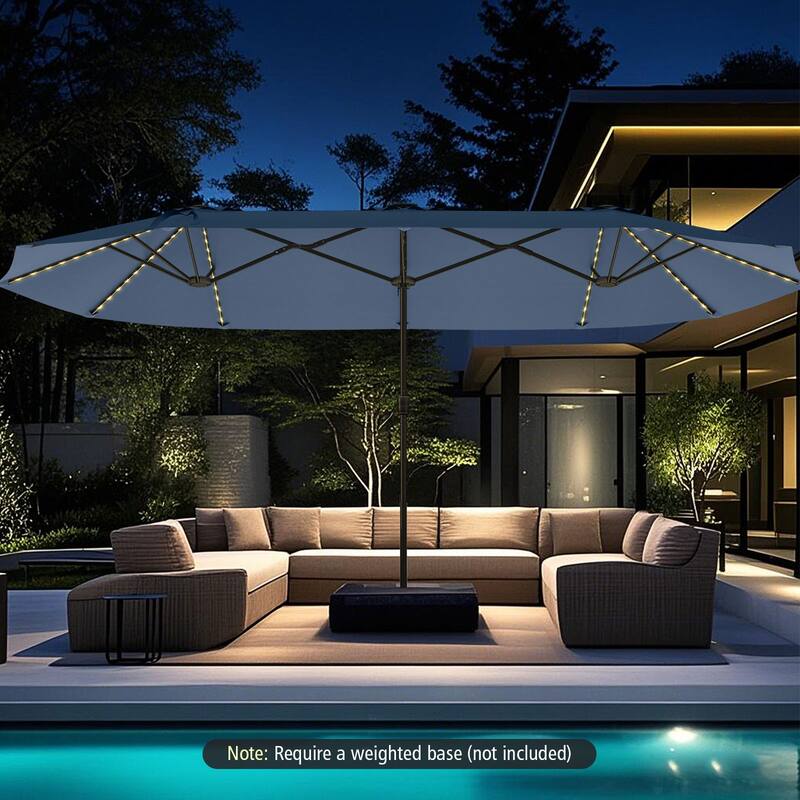 Costway 15.5 FT Extra-Large Patio Umbrella with LED Solar Lights & 12 - See Details