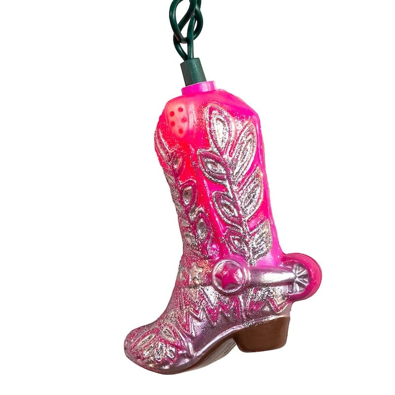 Kurt Adler UL 10-Light Glittered Pink Boots Light Set