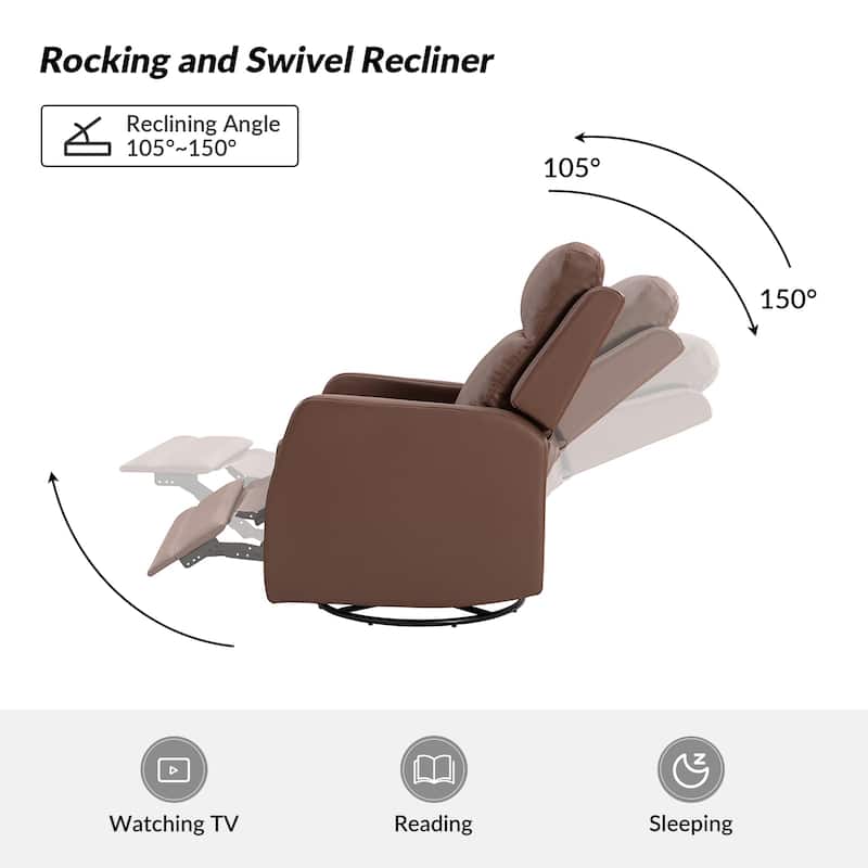 Esteban Modern Faux Leather Manual Rocking Swivel Recliner with Wingback