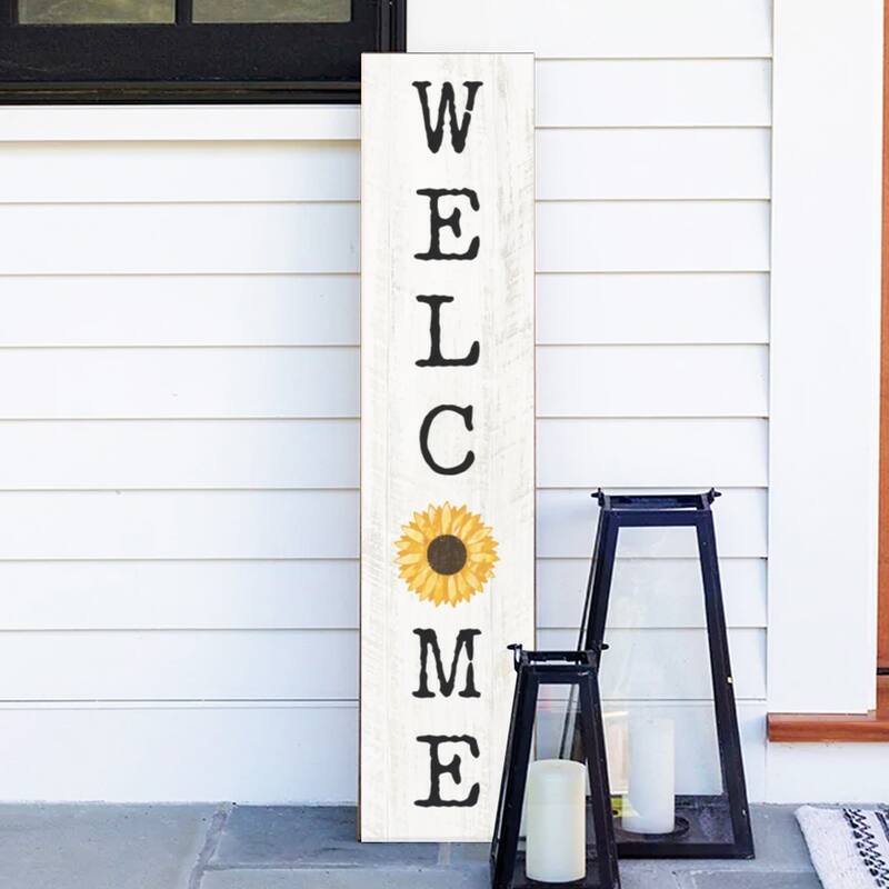 Welcome Sunflower Barnwood Sign - Multi-Color
