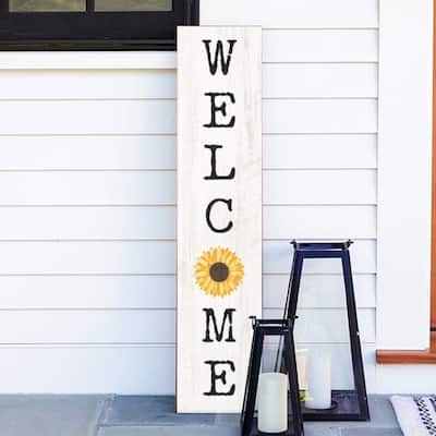 Welcome Sunflower Barnwood Sign - Multi-Color