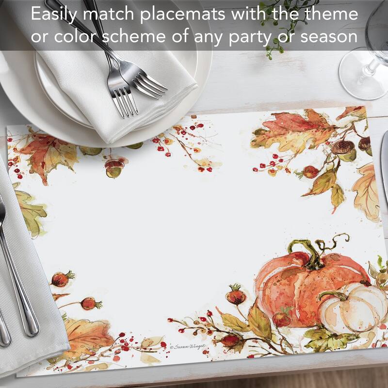 Harvest Time 24 Sheet Reusable Premium Paper Stock Placemats in Resealable Storage Bag Made in The USA 17" x 11"