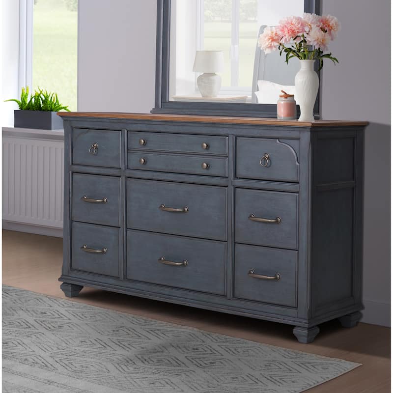 Bridgevine Home Americana Dresser, No Assembly Required, Corduroy Blue Finish