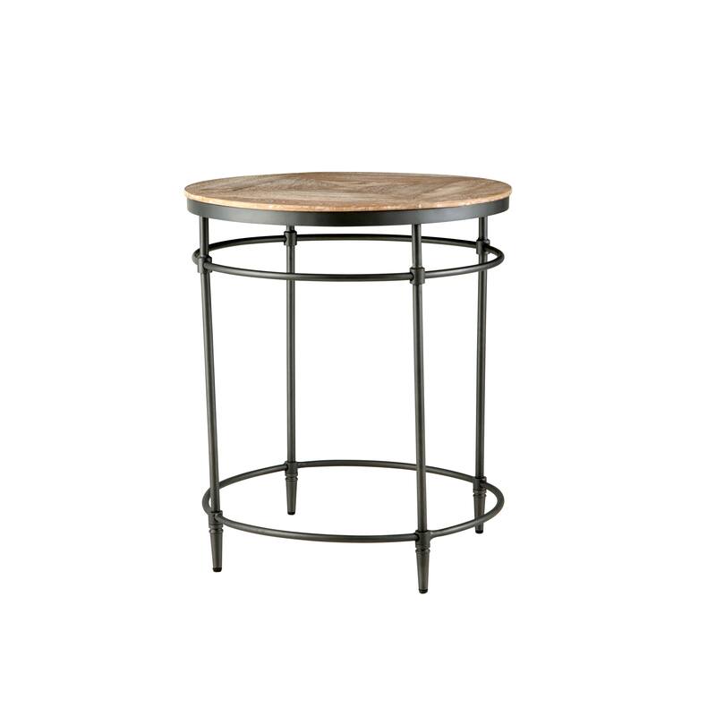 Fenway 22" Mango Solid Wood and Metal Round End Side Table - 22 inches long x 22 inches wide x 25 inches high