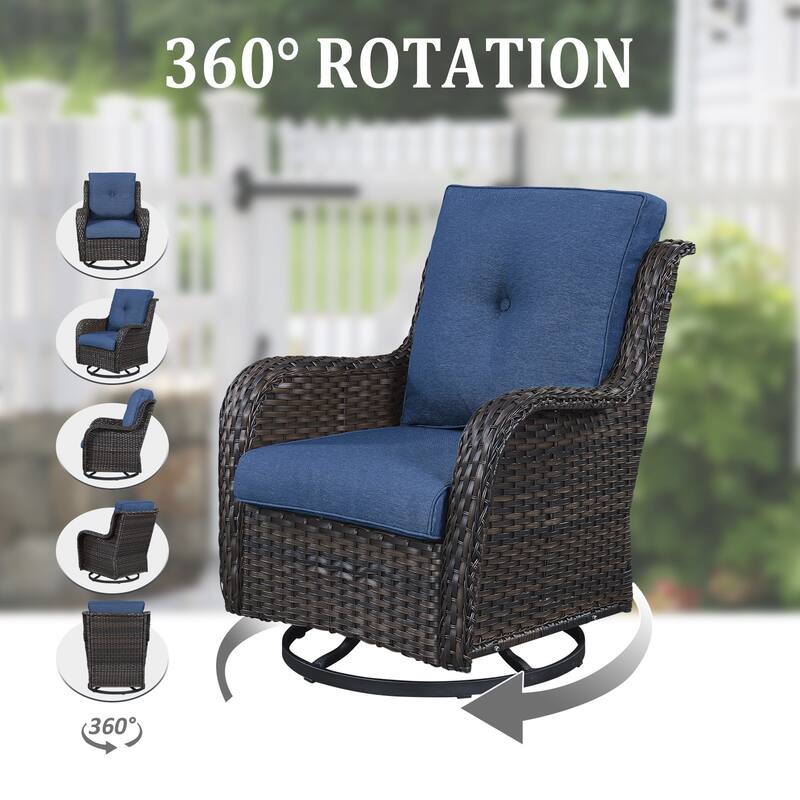 Gymojoy Wicker Swivel Glider Chair with Water-Resistant Olefin Cushions