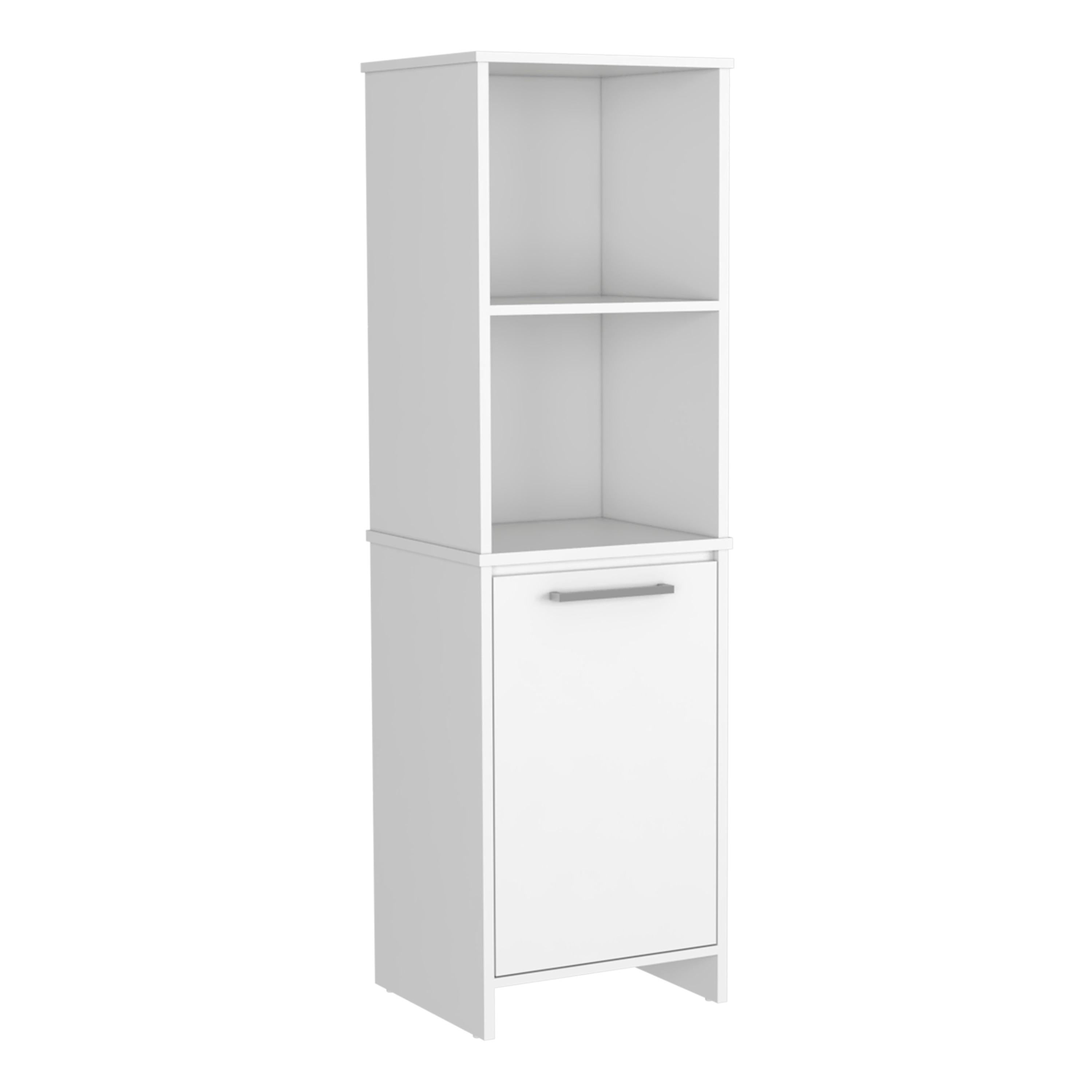 Kitchen Pantry, Two External Shelves, Single Door Cabinet, Two Interior Shelves White