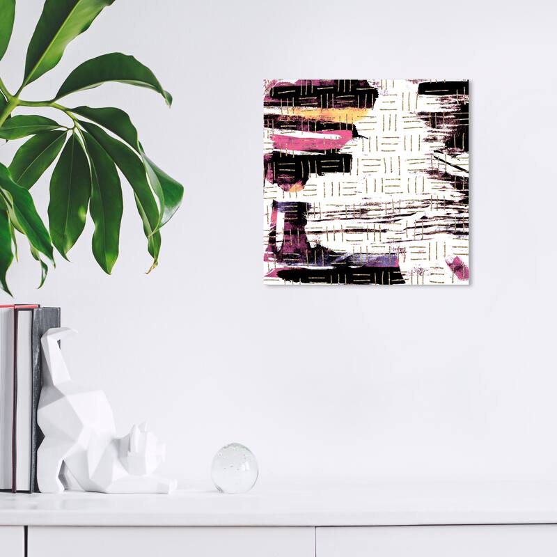 Wynwood Studio Canvas Abstract Cranberry Textile Repetition White and Modern & Contemporary Wall Art Canvas Print - 12 x 12