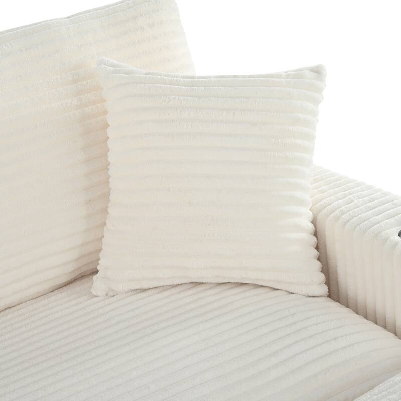 GDFStudio - Polyester 50.9" Loveseat Chaise with Cup Holders