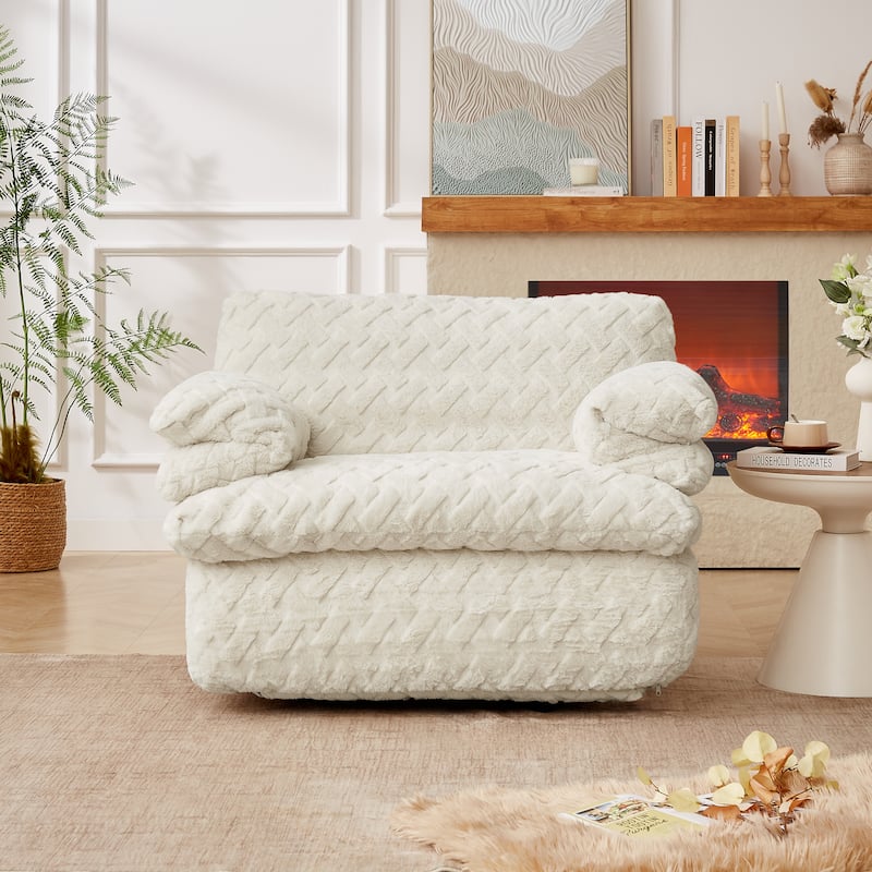 Overstuffed Corduroy Single Sofa Chair with Swivel