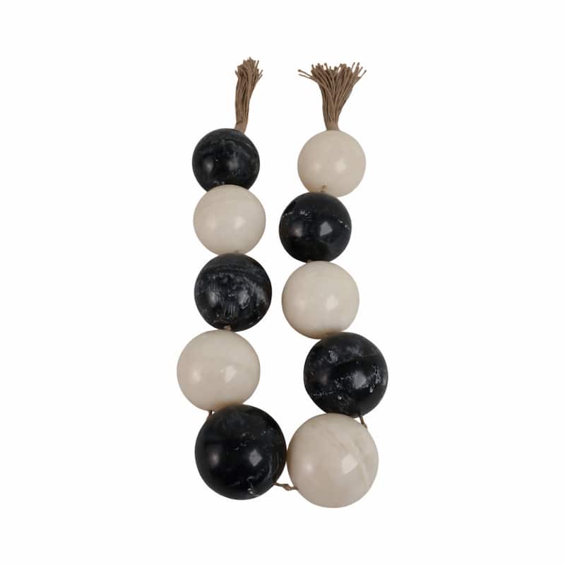 Decorative Bead Strand with Resin Spheres and Woven Jute Tassels - 46" x 3" x 3"