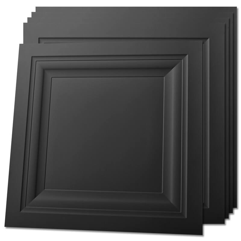 Art3d PVC Drop Ceiling Tile 3D Wall Paneling,12 Pack Cover 48Sq.Ft. - Black