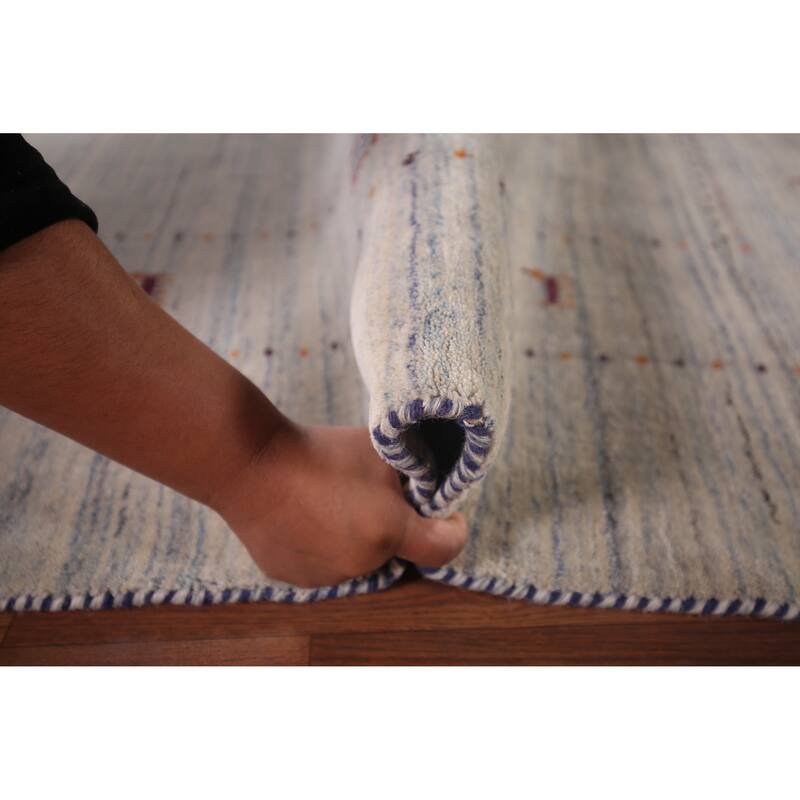 Gabbeh Indian Area Rug Handmade Beige Wool Carpet - 6'6"x 9'10"