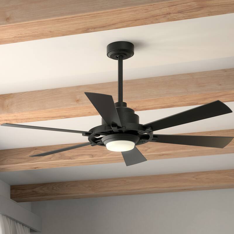 Kichler Iras 52 Inch LED Ceiling Fan Distressed Black with Walnut Blades