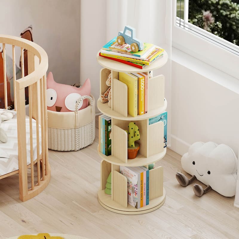 Costway 1/2 PCS 3-Tier Rotating Bookshelf 360° Display Rack with - See Details