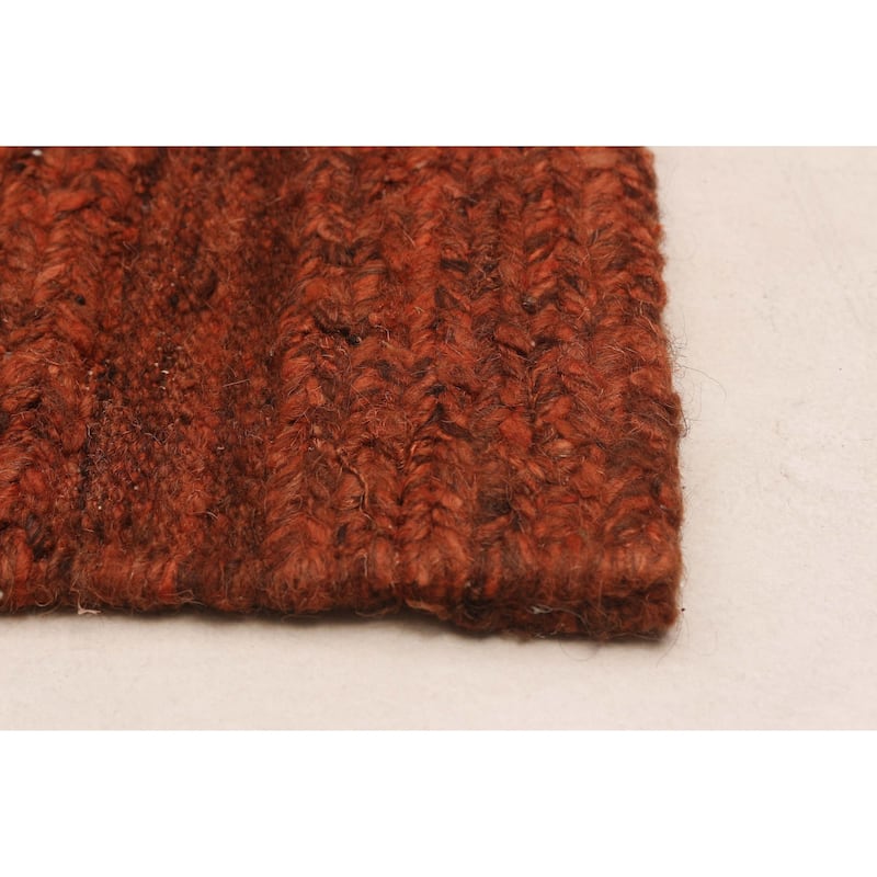 ECARPETGALLERY Flat-Weave Natural Burnt Orange Wool Tapestry Kilim - 8'2 x 8'1
