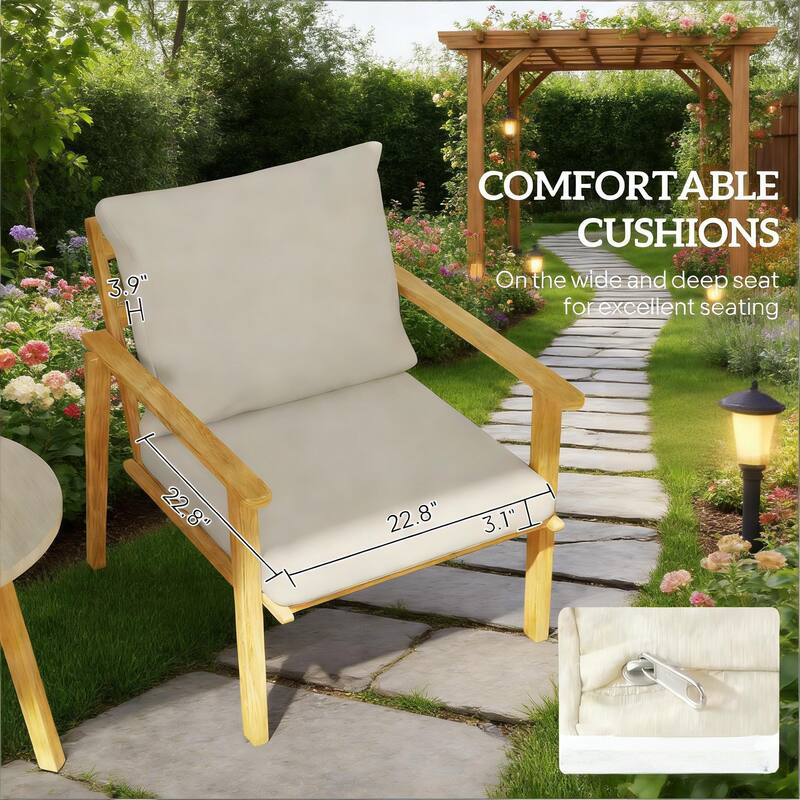 GDFStudio - Alaric Nordic-Inspired Compact Outdoor Bistro Lounge Set - 3 Piece