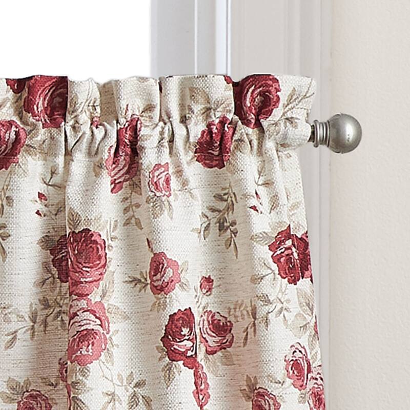 Curtainworks Antique Rose Kitchen Curtain Valance and Tier Pair Curtain Collection