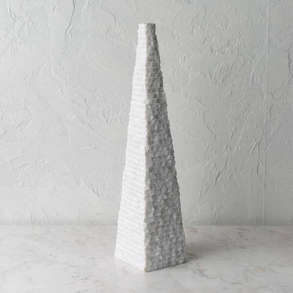 slide 2 of 8, Ixie Carved Stone Pyramid Sculpture Ivory