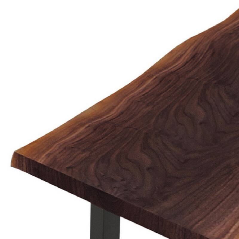 Cid Xue 79 Inch Dining Bench, Brown Live Edge Rectangular Top, Black Metal