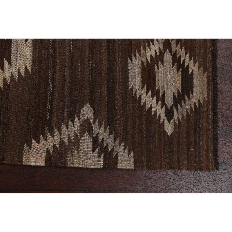 Natural Dye Geometric Tribal Kilim Oriental Area Rug Wool Hand-woven - 5'3" x 6'8"