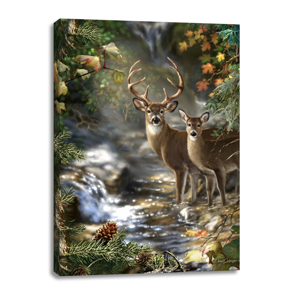 Brown and White Deer Creek Canvas Rectangular Wall Art Decor 10" x 14"