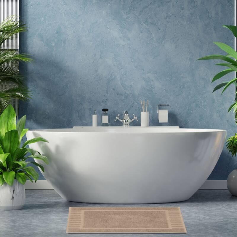 White Classic Luxury Cotton Bath Mat 22x34 Set of 2