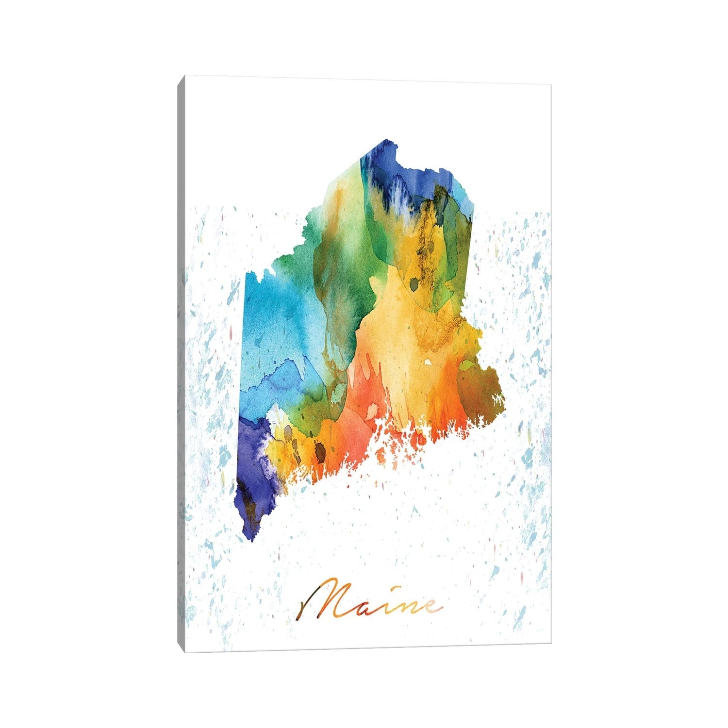 iCanvas "Maine State Colorful" by WallDecorAddict Canvas Print
