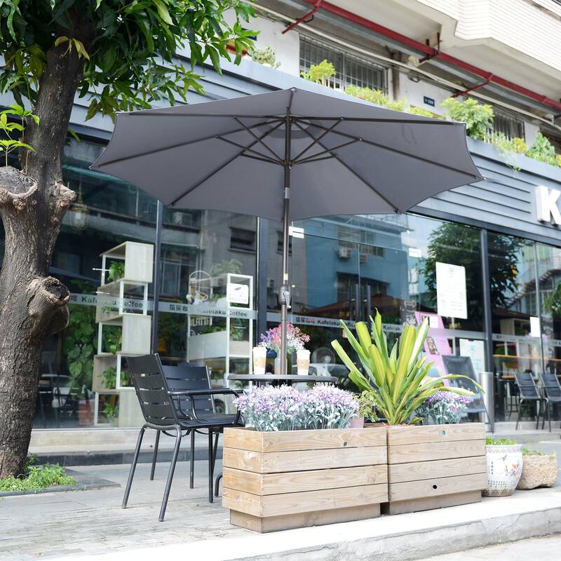 9-Foot Patio Umbrella - Easy Crank Outdoor Table Umbrella by Villacera (Gray)
