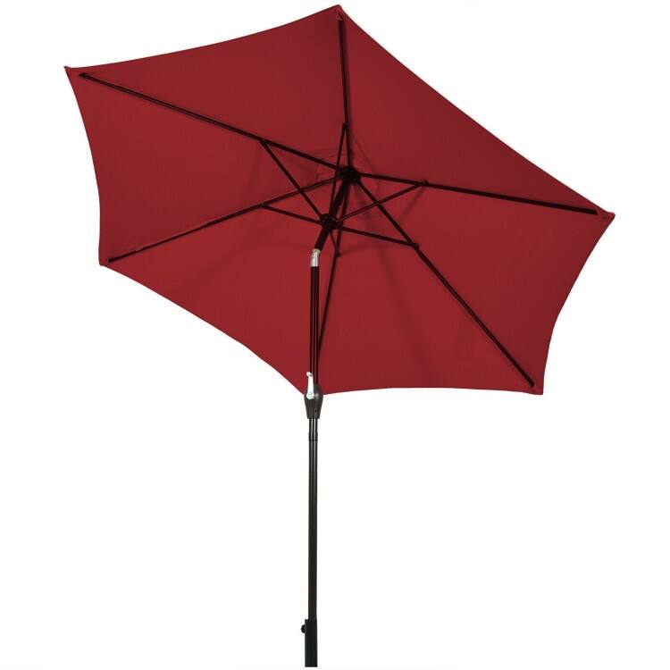 9-Foot Outdoor Market Patio Table Umbrella with Push-Button Tilt and Crank Lift for Sun Shade