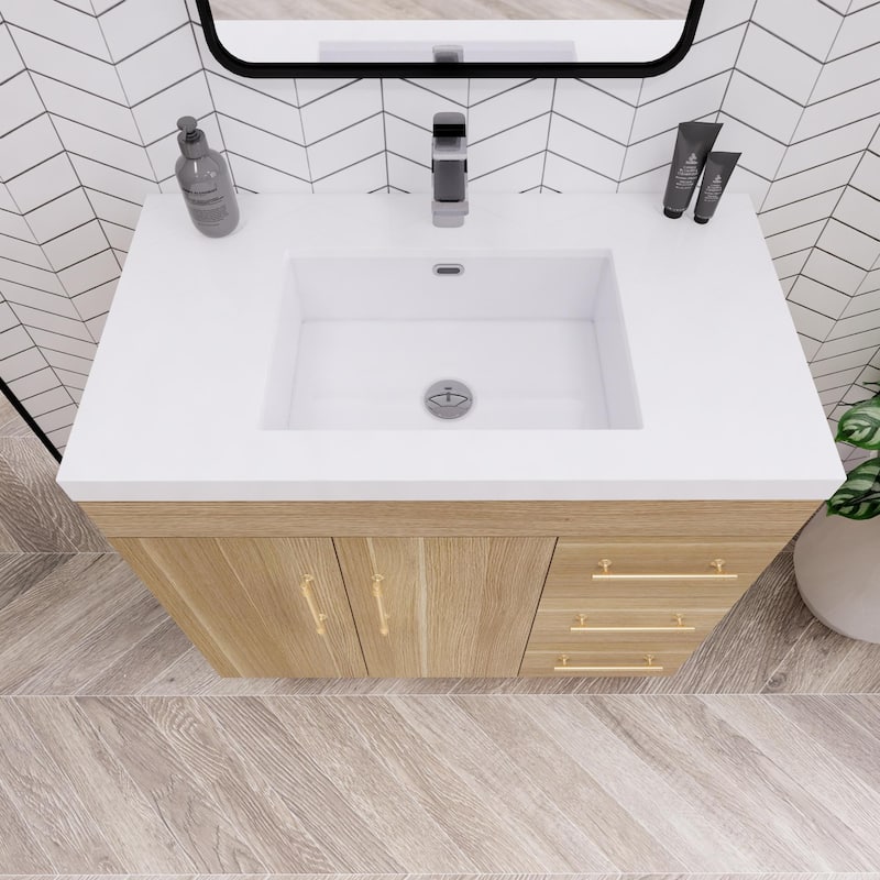 Eliza 36 Freestanding Vanity (Right Drawers) with Single Sink