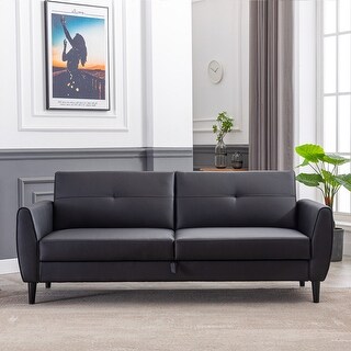 PU Leather Modern Convertible Folding Futon Sofa Bed with Storage Box ...