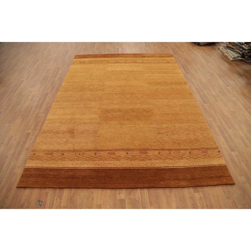 Hand Knotted Oriental 100% Wool Carpet Tribal Tribal Yellow & Gold Gabbeh Area Rug - 11' 5'' X 8' 1''
