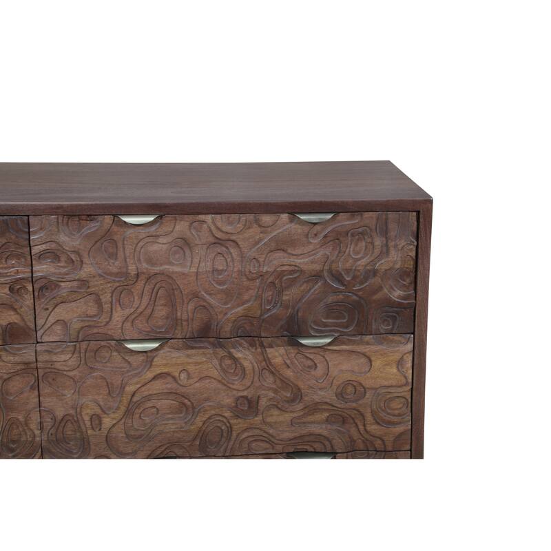 Solid Wood Carved Storage Dresser with 6 Drawers