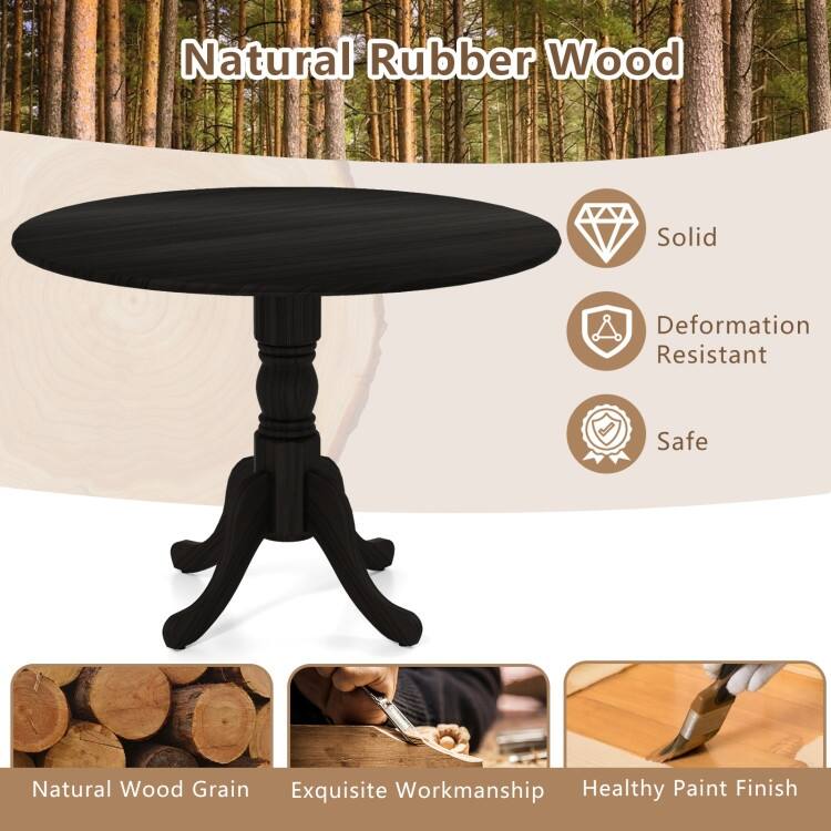 Rubber Wood Round Dining Table with Curved Legs and Adjustable Foot Pads - 40 x 40 x 29 inch (L x W x H)