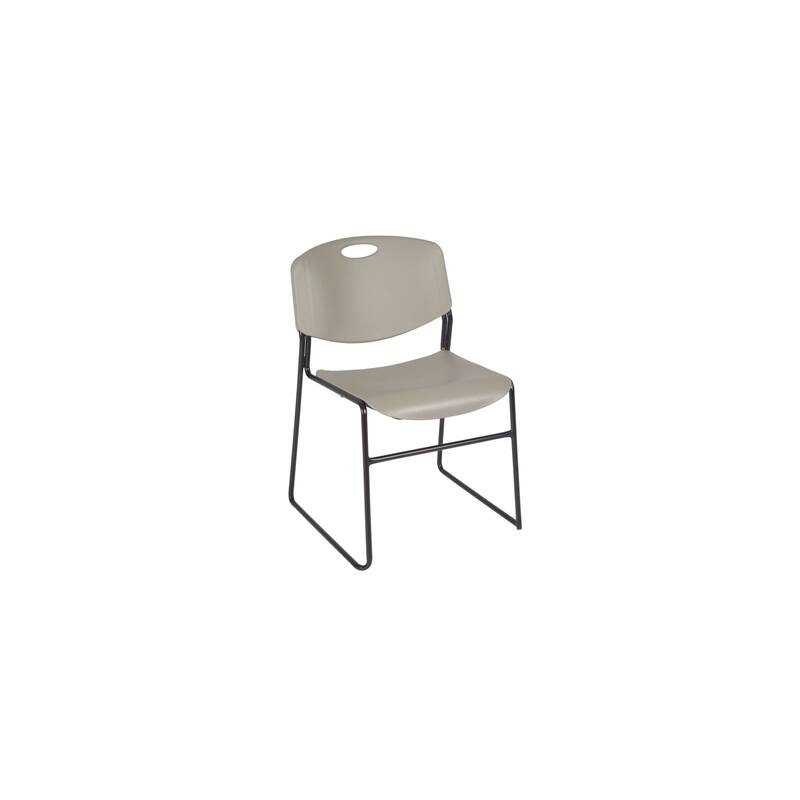 42 in. Round Breakroom Table- Cherry Top, Chrome Base & 4 Stack Chairs- Grey