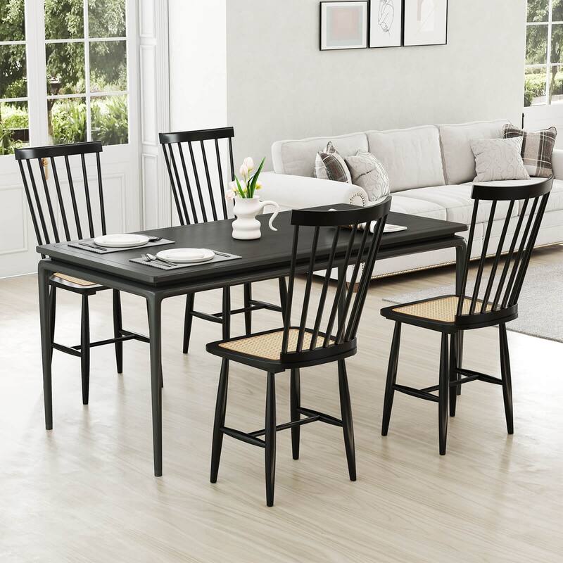 Costway Dining Chairs Set of 2/4 with PE Rattan Seats for Dining Room,