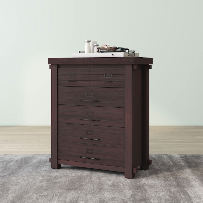 DH BASIC Rustic Espresso 42-Inch 6-Drawer Vertical Dresser by Denhour