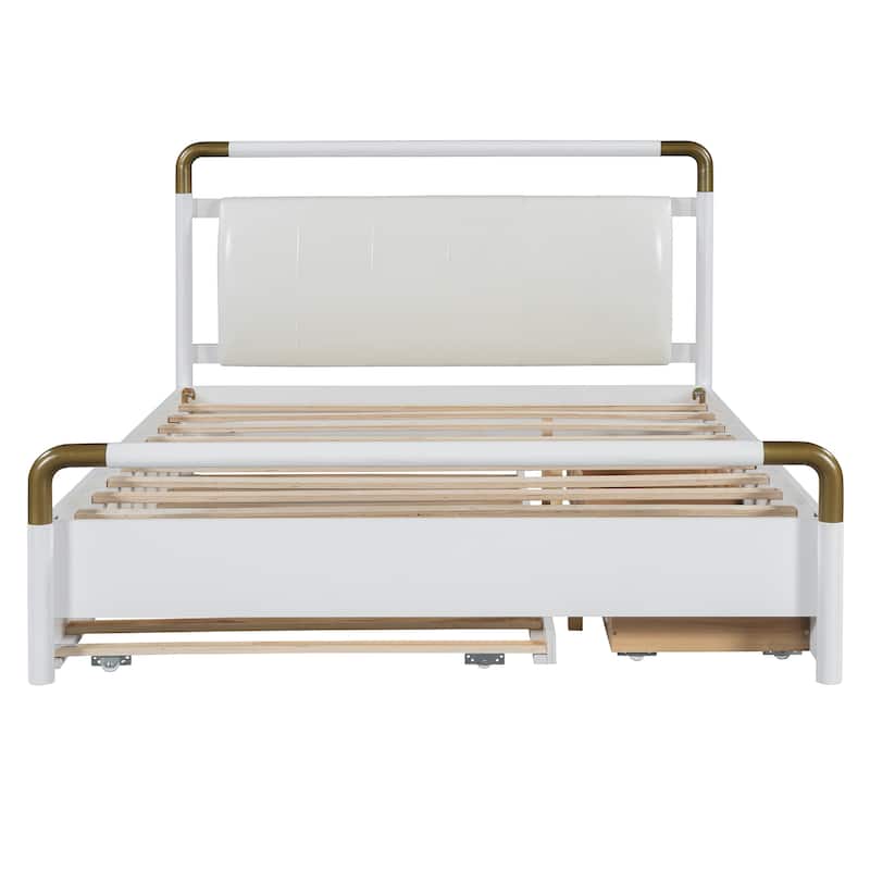 Wooden Storage Platform Bed, with 2 Big Drawers